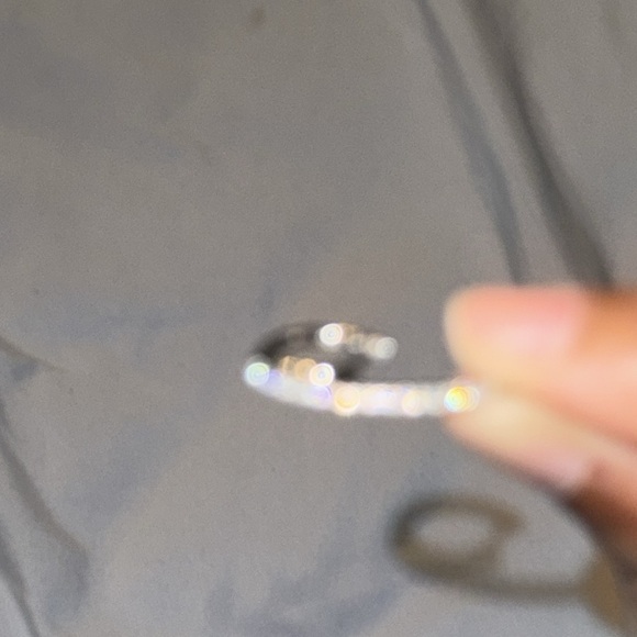 Cz sterling silver hoop cuff earring ONE 1 .925 - Picture 2 of 2